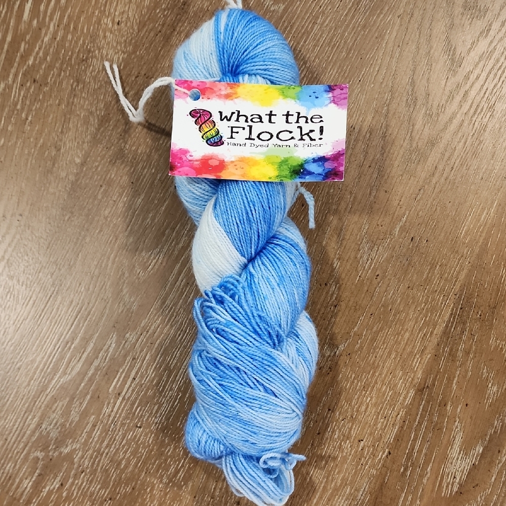 What the Flock Blue and White Yarn
